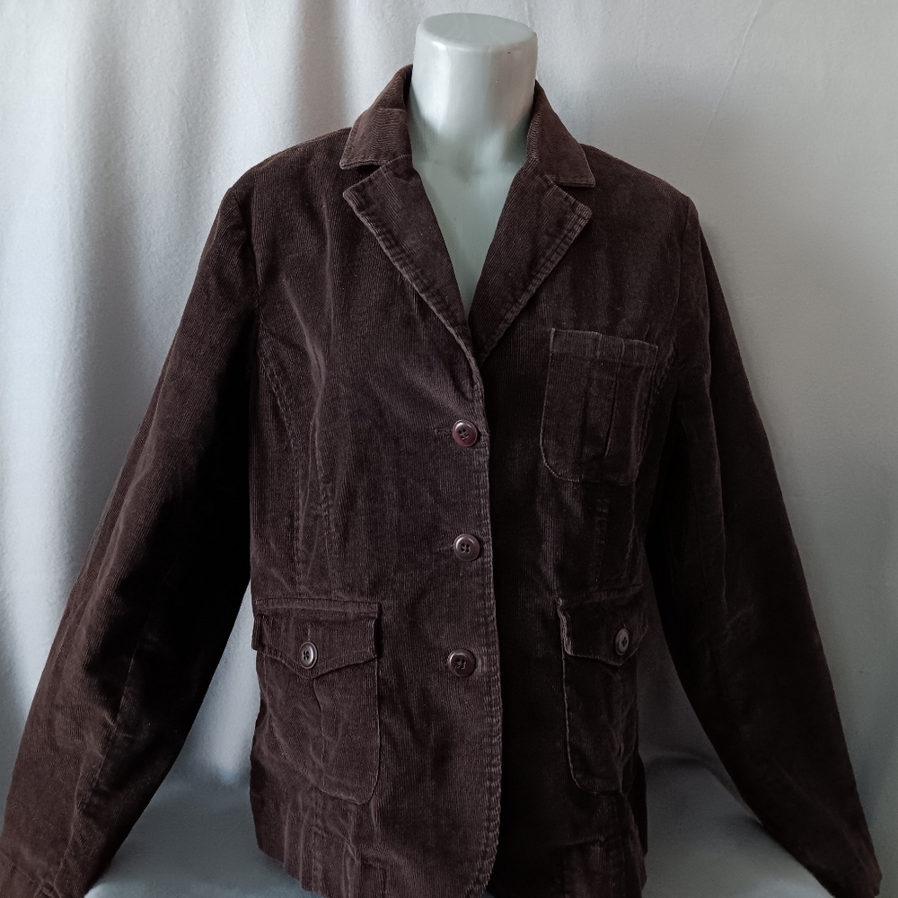 Vtg Talbots Brown Corduroy Blazer Jacket  Size 16 Dark Academia Classic Preppy